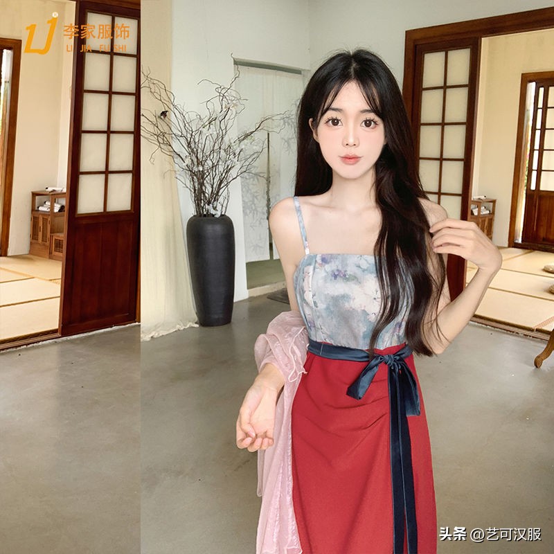 大码中国风连衣裙女黑色,大码新中式国风改良汉服连衣裙女