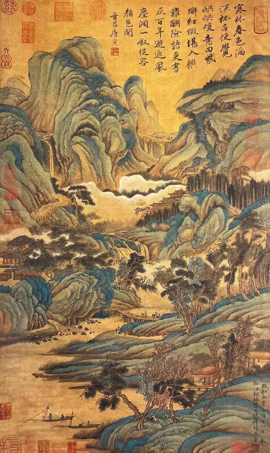 北宋名画千里江山图和富春山居图,北宋张择端盛世江山图