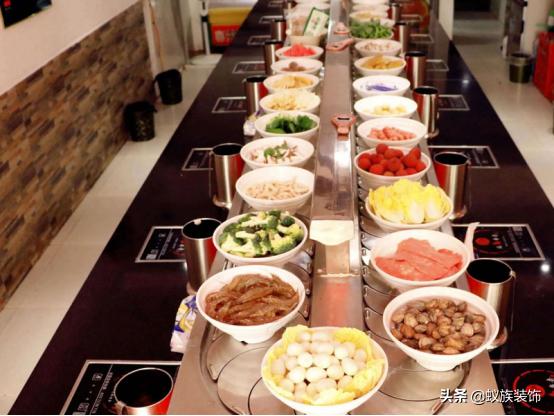 100平旋转小火锅餐饮装修图,旋转小火锅20平方可以做吗