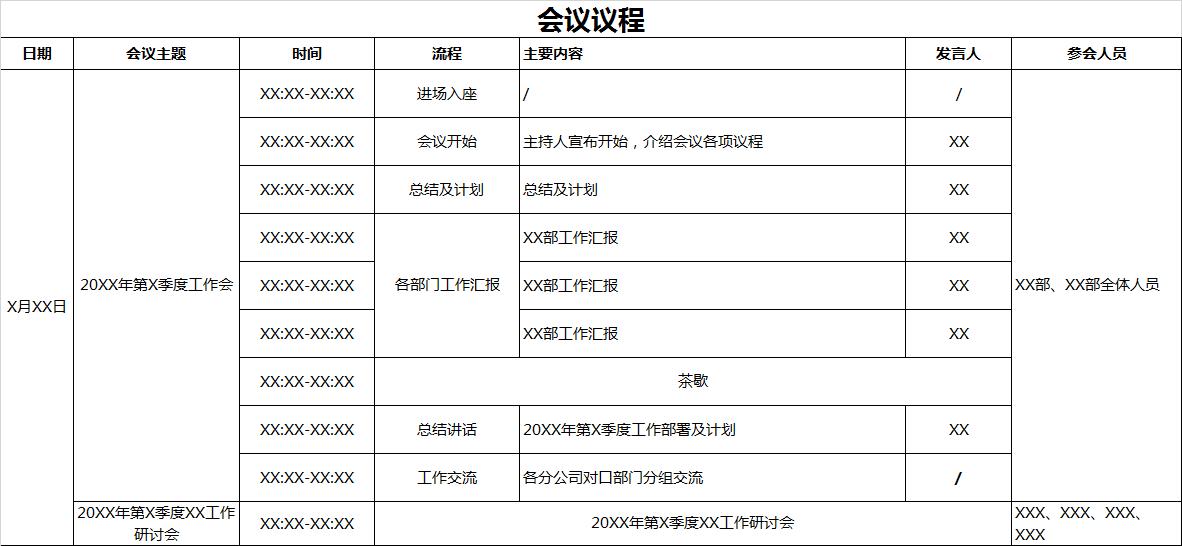 行政办公会议事规则及要求,工作办公会议周安排模板