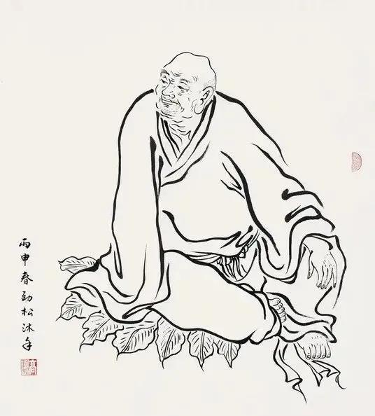 工笔白描罗汉图这线条美绝了,罗汉佛工笔白描图片