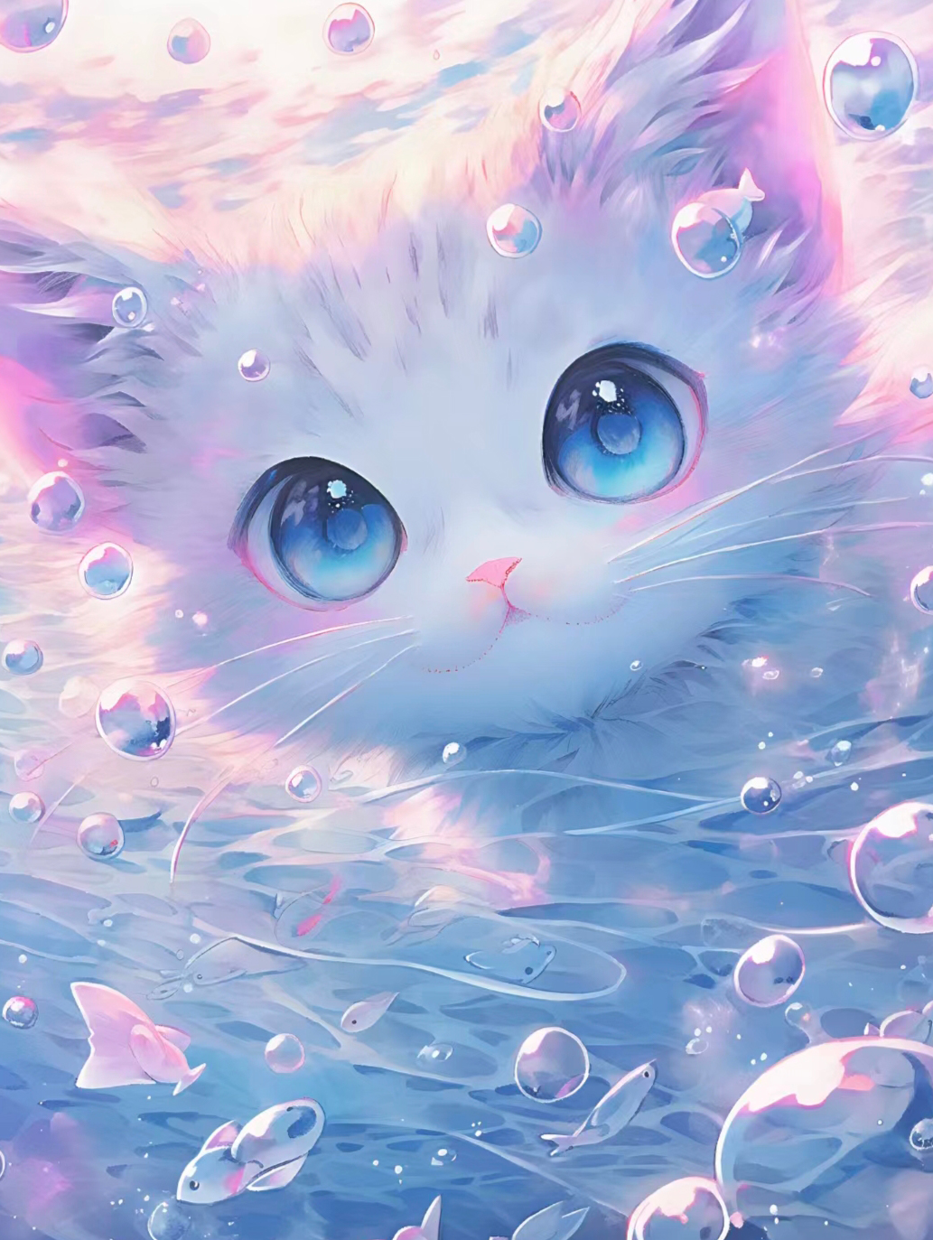 猫咪高清壁纸4k全屏60帧,萌萌哒粉色花篮里的猫咪图片壁纸