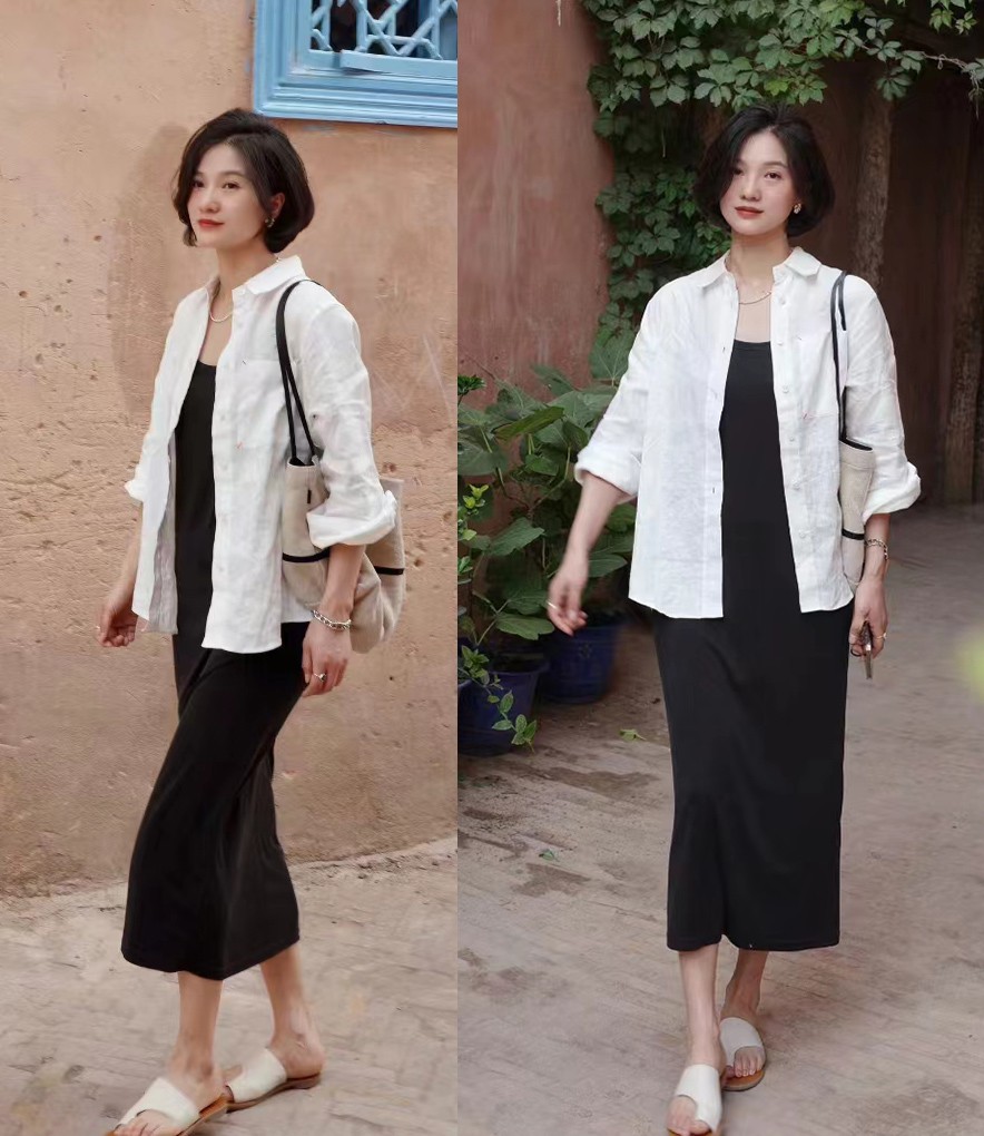 40岁女士气质高端穿搭夏季淡雅,40到50岁女人夏季拉链裙连衣裙