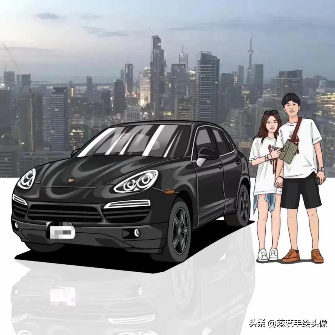 制作自己和车的漫画头像,手绘汽车头像