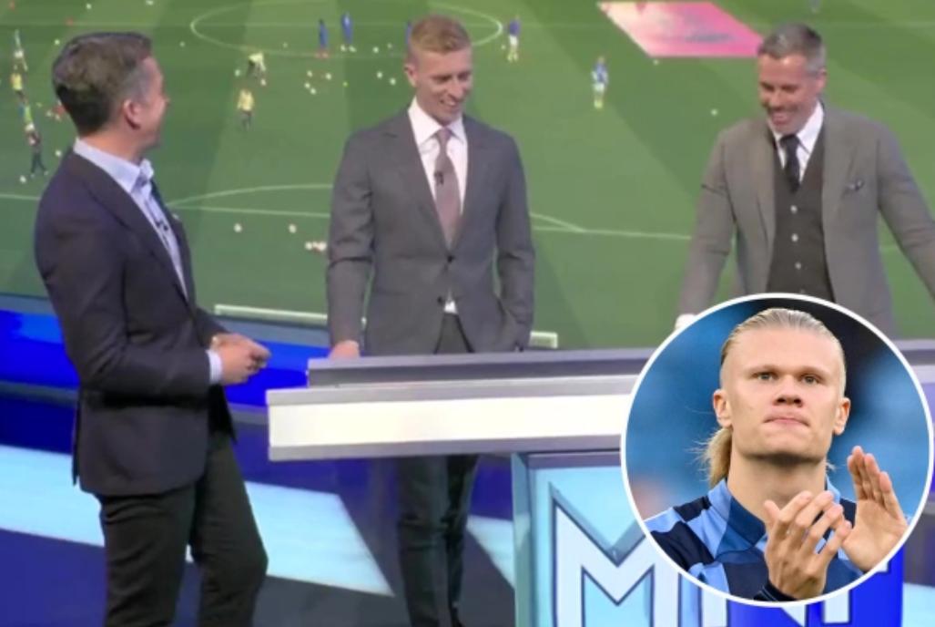 哈兰德防守反击视频,两名防守队员防守哈兰德