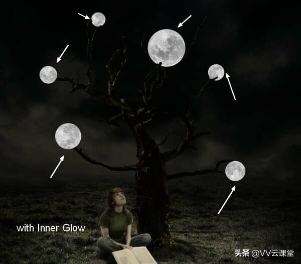 在Photoshop中创建带有月亮的树的超现实图稿，VV云课堂教程