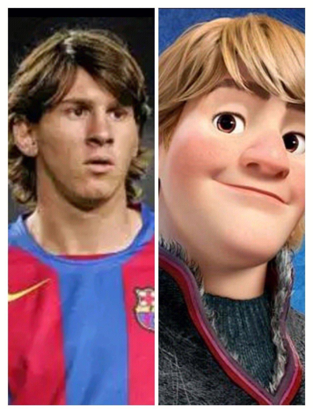 梅西撞脸卡通人物,梅西看到撞脸小罗