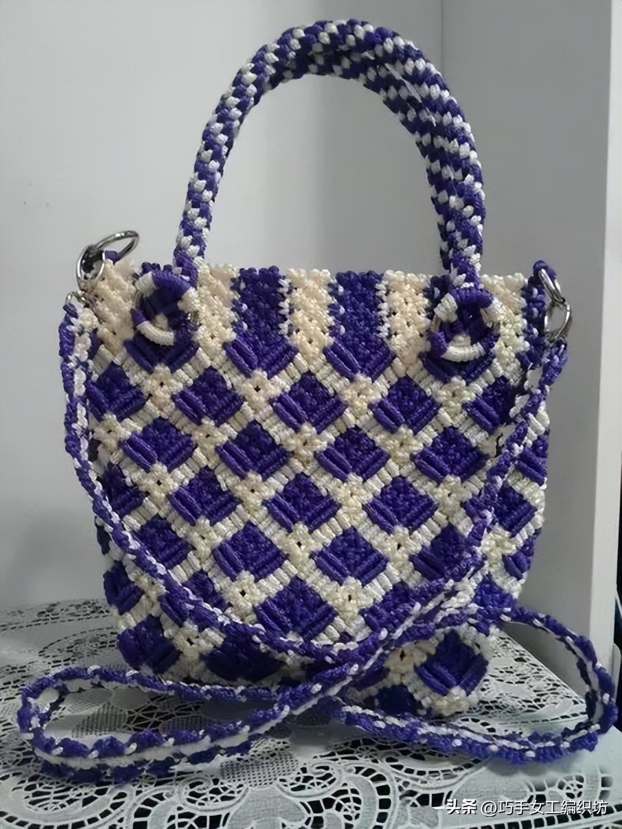 简单绳子编包包不用钩针,棉线绳编包包教程全过程