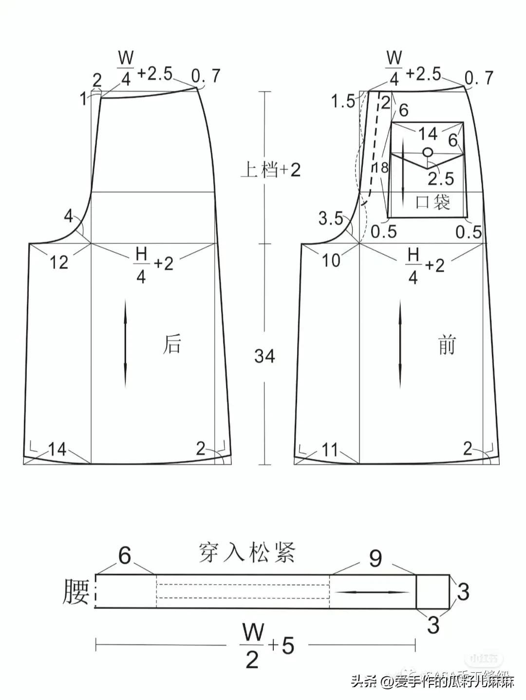 短裙改裙裤最简单的裁剪方法,松紧腰裙裤的裁剪方法和制作