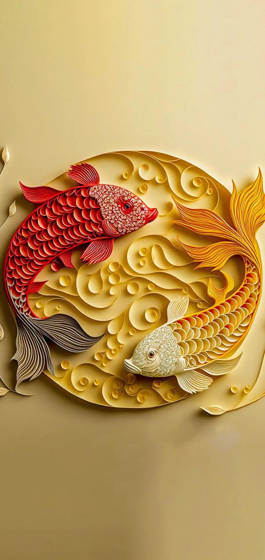 锦鲤鱼壁纸动态带山水,锦鲤鱼壁纸大全高清图片