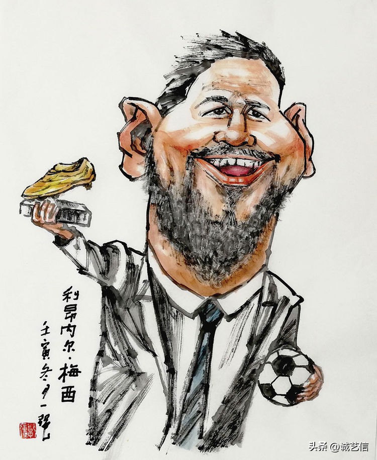 卡塔尔梅西漫画海报,梅西拿着美洲杯来卡塔尔的漫画