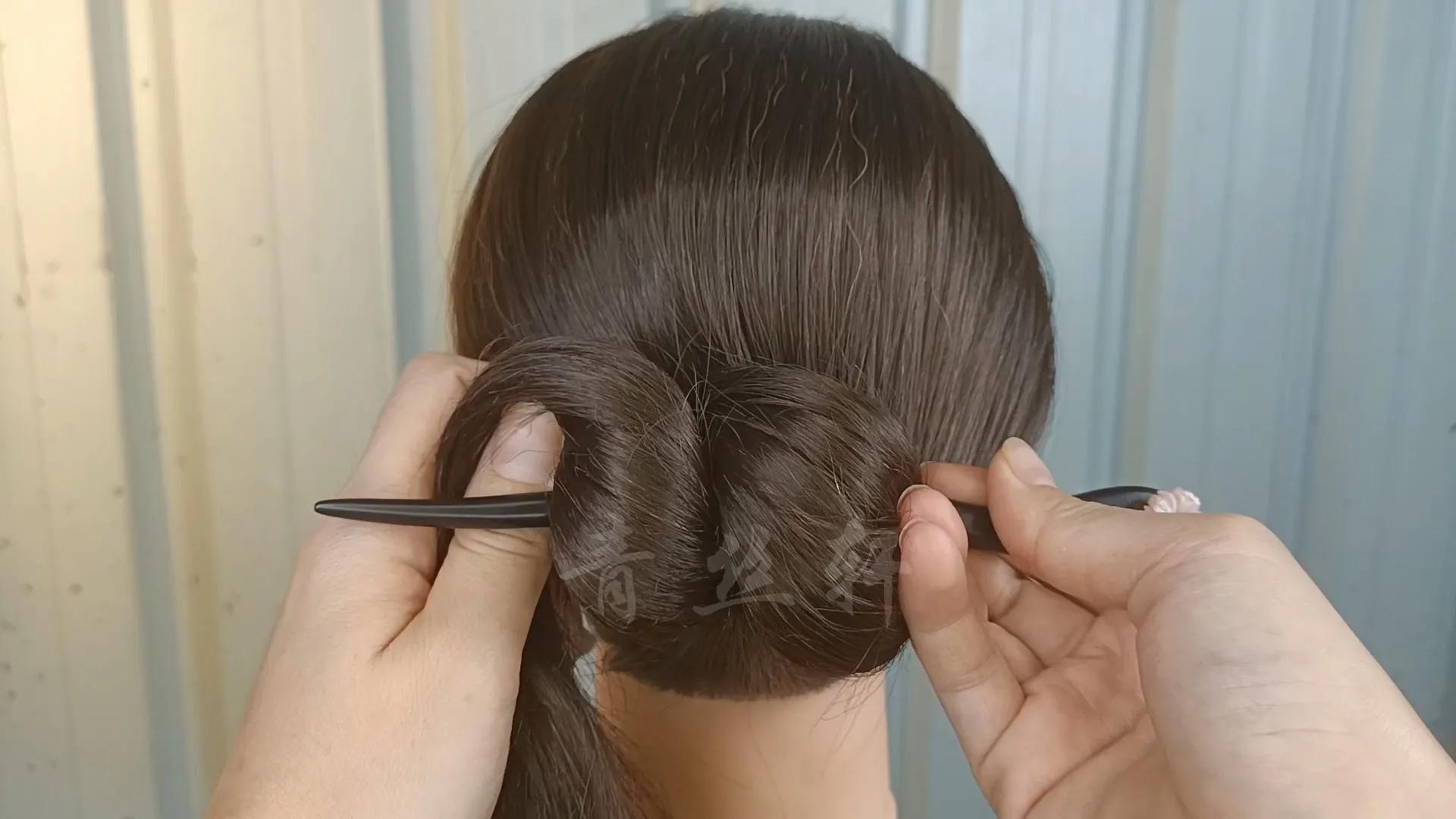 发簪挽发教程最基础,发量少发簪简单好看教程