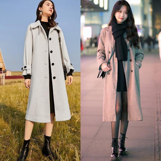 长大衣配短裙还是长裙,长呢子大衣搭配短裙