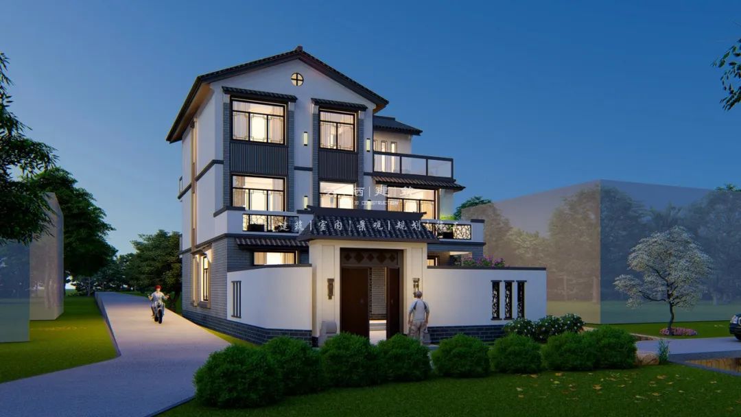 河源现代简约乡村别墅,河源现代极简风格庭院打造