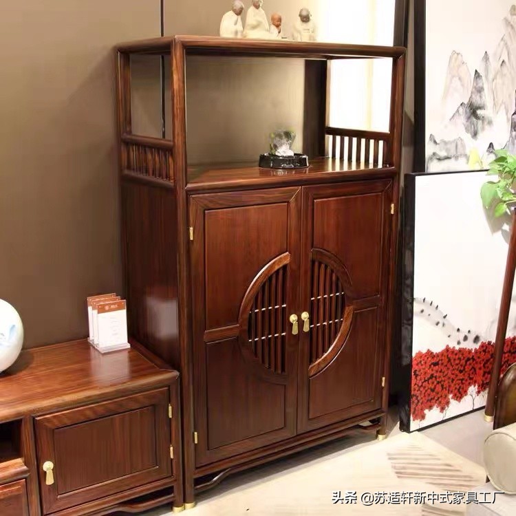 新中式储物定制电视柜,小户型客厅新中式电视柜摆放效果