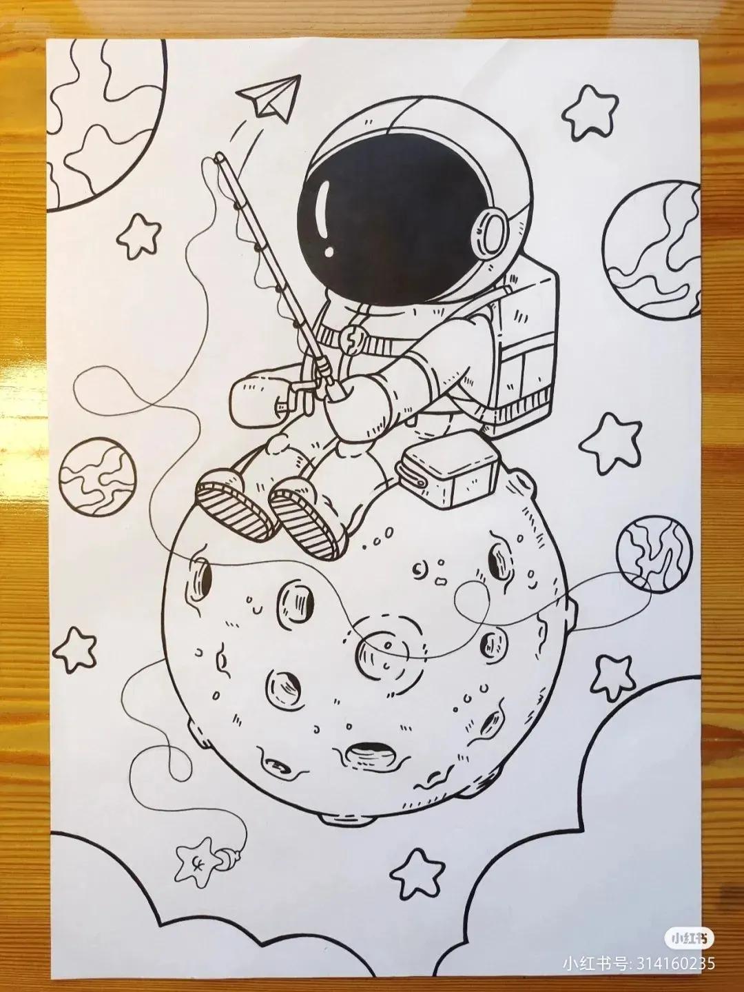 关于中国航天科技创新的绘画,描绘中国航天未来发展绘画