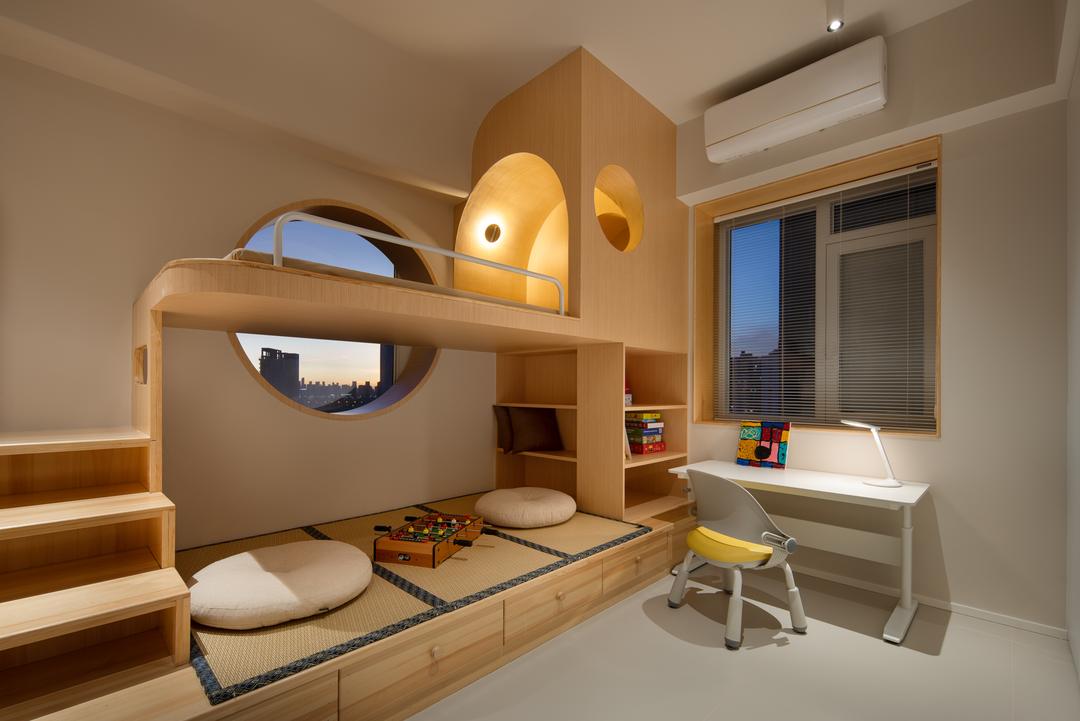 房间日式原木装修风格全屋效果图,极简主义亲子宅设计