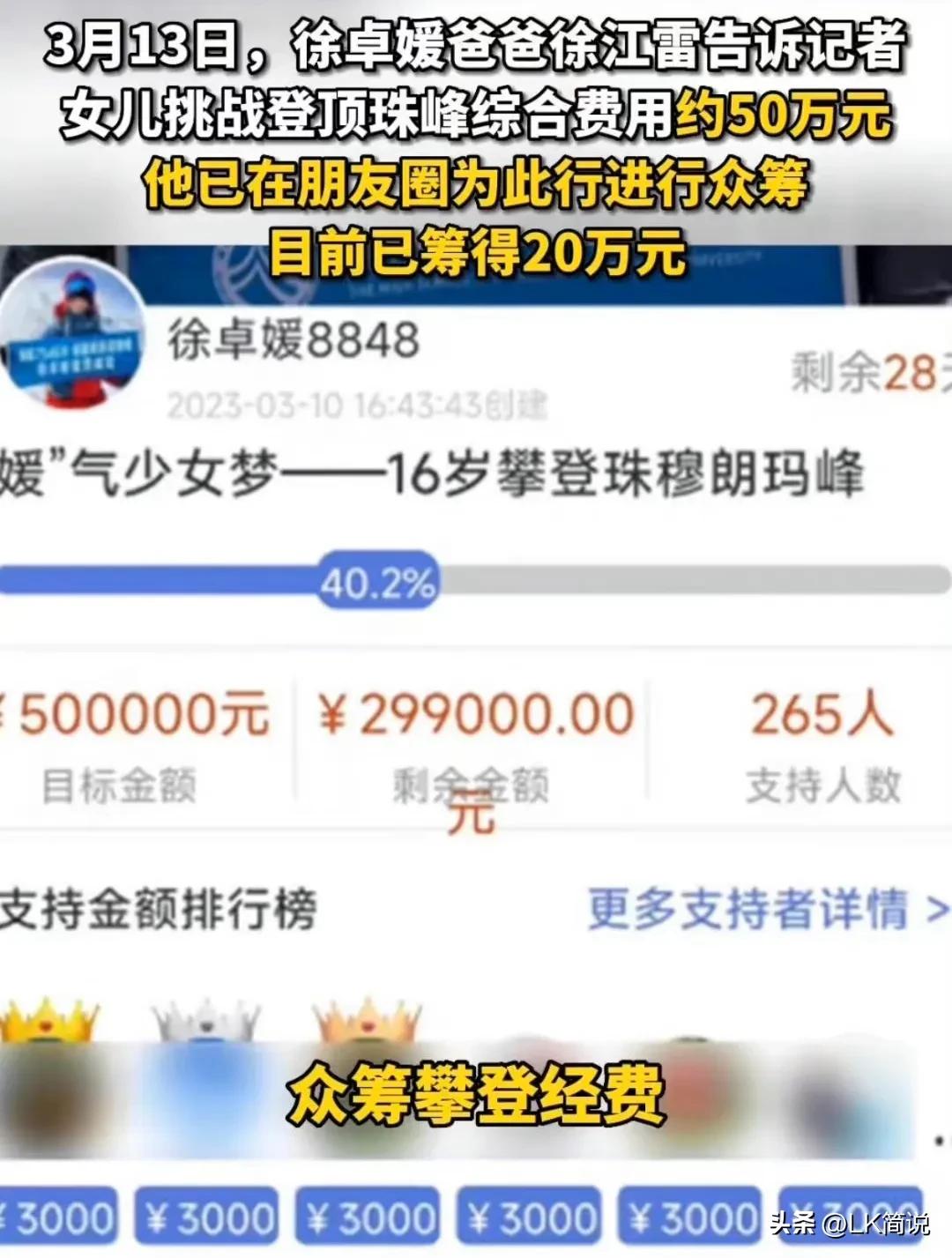 女孩爬珠穆朗玛峰众筹,高一女孩众筹