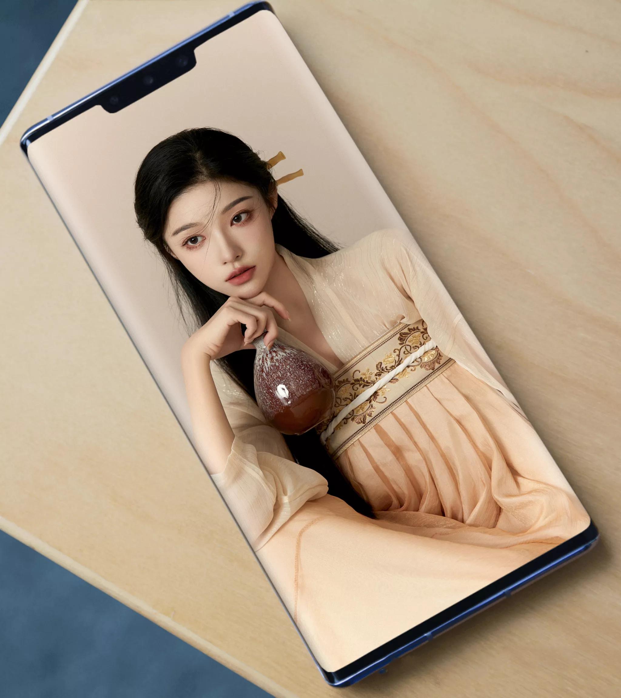 唯美古风金黄汉服美女壁纸,梦回大唐汉服夜景拍摄