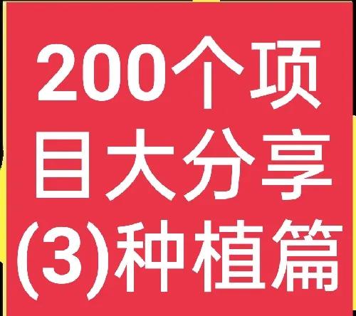 200个农村项目大分享,3:种植篇，全是您值得拥有的好品种