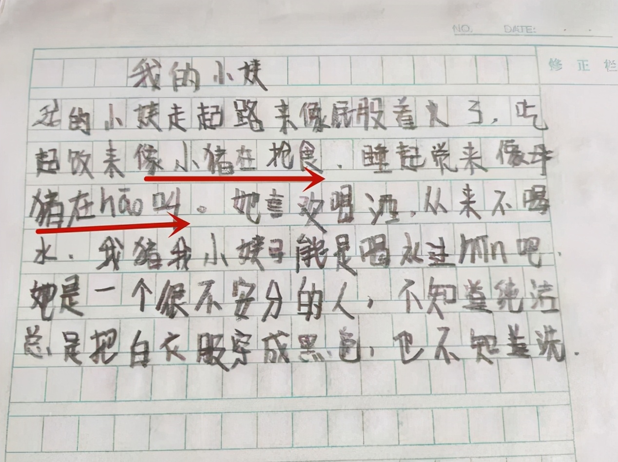 小学生作文《我的小姨》走红，个人隐私被泄露，小姨气地追着打