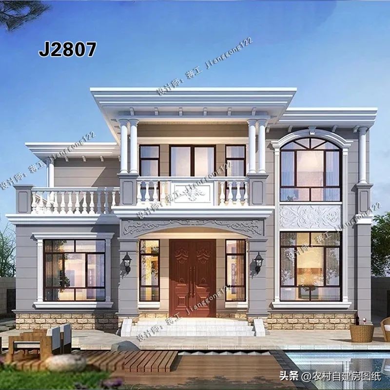 北方农村一层五间平屋顶,农村自建二层半别墅屋顶设计