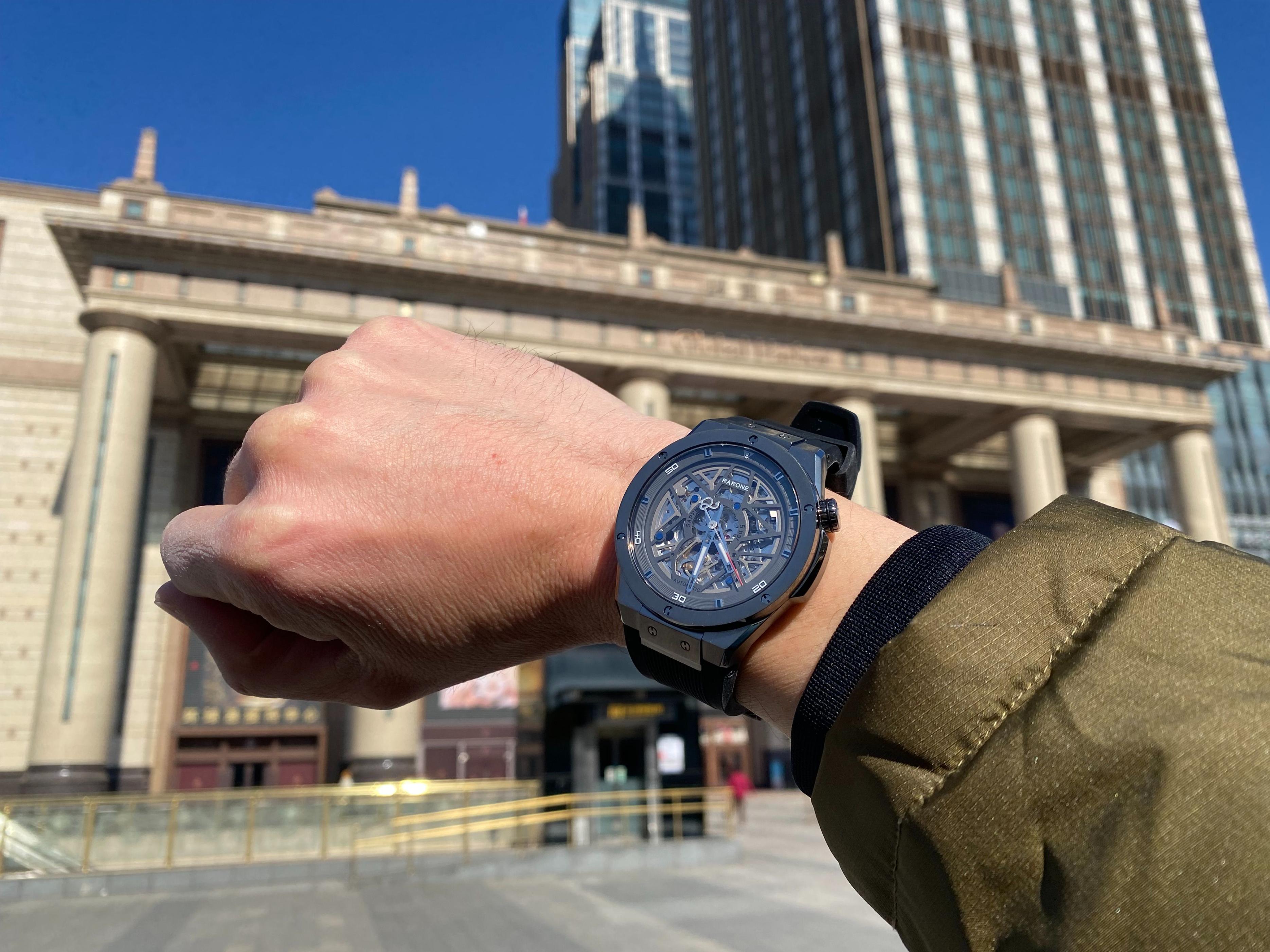 Rarone雷诺双子星镂空机械表,好看的机械表500元