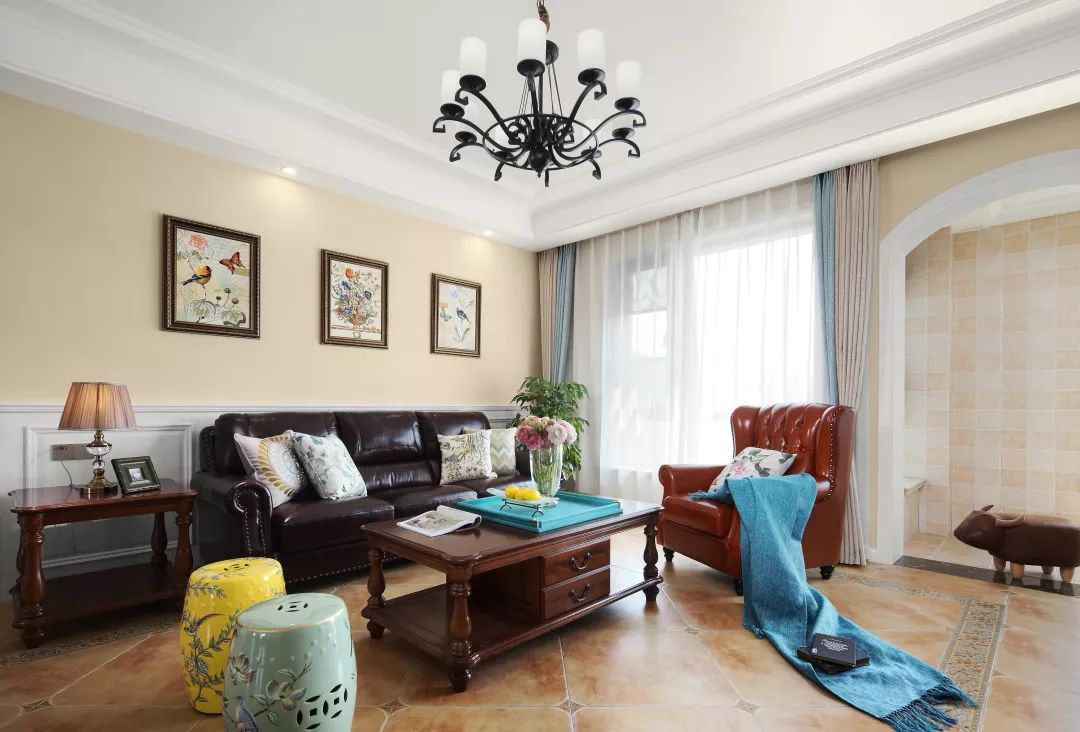 美式复古蓝色装修效果图,极简的美式复古风格