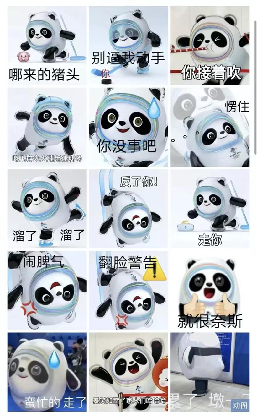 冰墩墩抖雪动态图表情包,冰墩墩表情包图集可保存