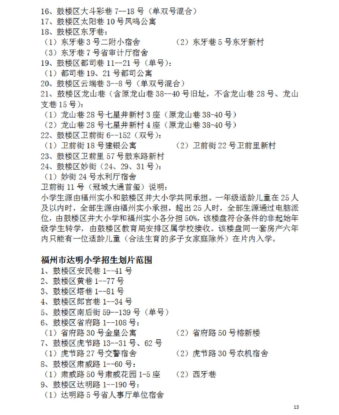 2023年福州市鼓楼区小学划片政策,福州最新鼓楼区小学划片范围