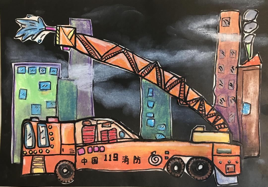 绘画展示作品幼儿园,小朋友眼中的消防事迹绘画
