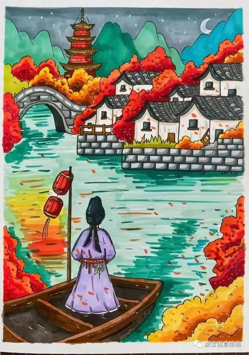 仙气十足的古风画马克笔,马克笔古风诗画