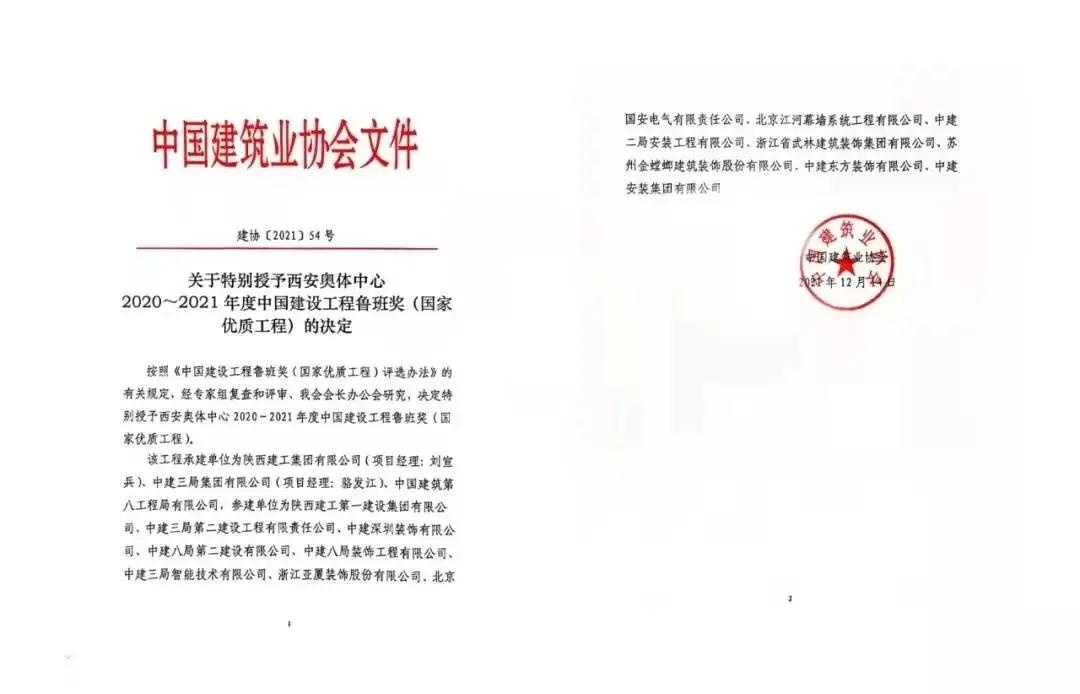 城市骄傲西安奥体中心,中国建筑最高荣誉