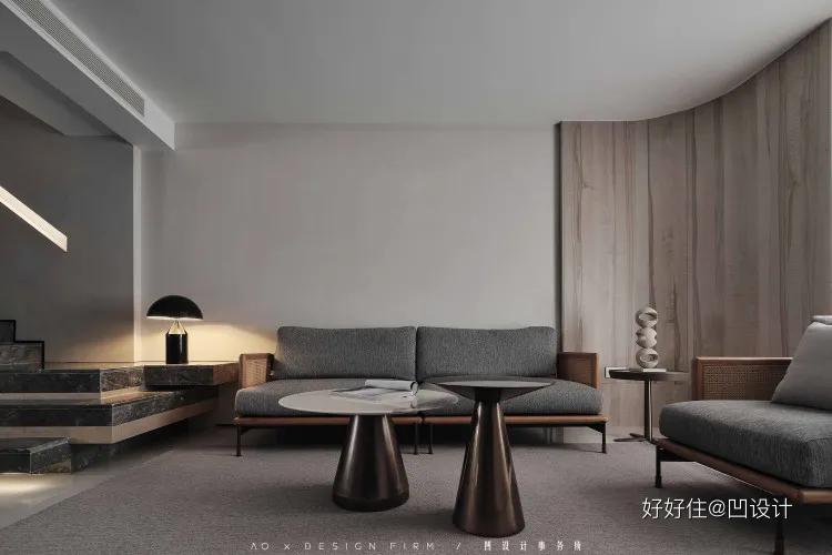 石材地板搭配原木家具,原木石材结构装修效果图