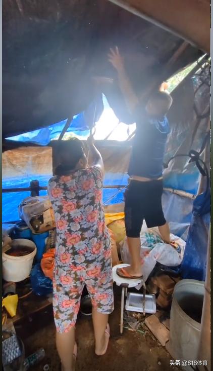 心疼!全红婵家遭台风重创,不少果树被吹断,父母合力修理破损房顶