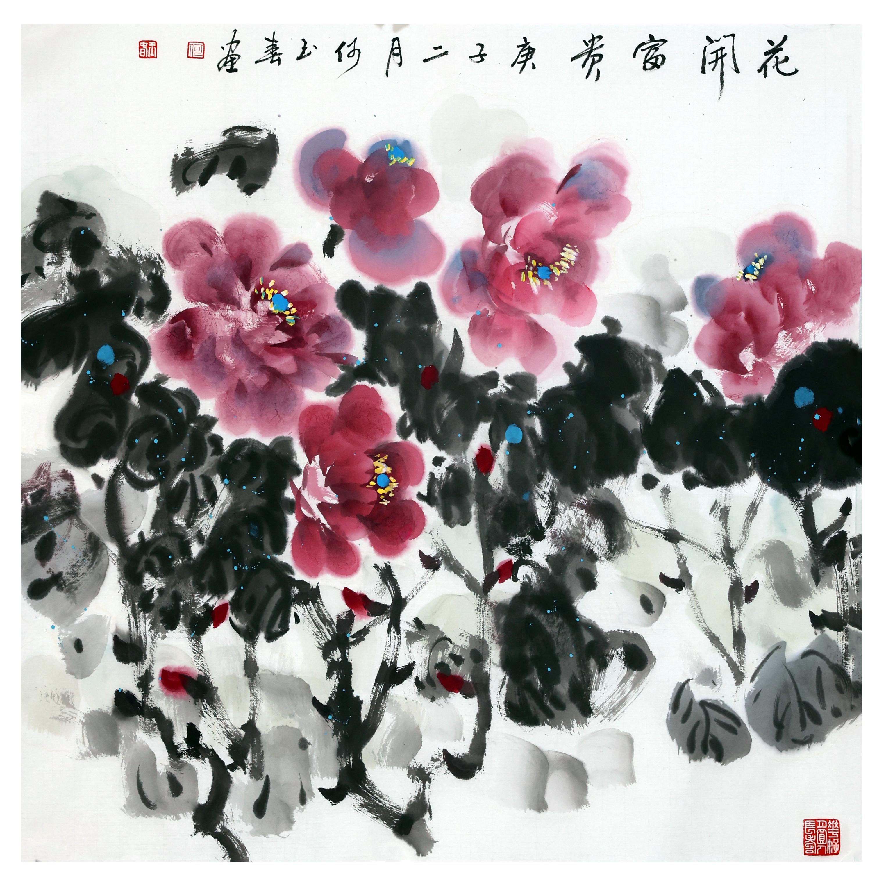 牡丹画家曾杏绯国画牡丹作品欣赏,情系牡丹