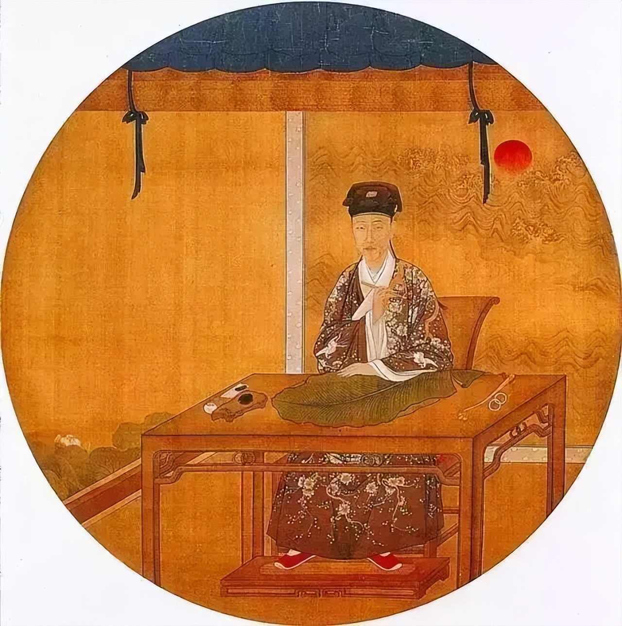 古代躺椅古画,古画之圆鼓凳