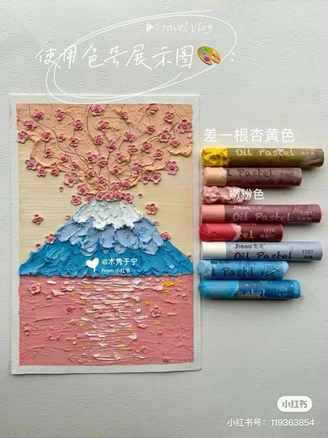 100幅好看的油画棒教程,记录色彩的美术作品油画棒简单