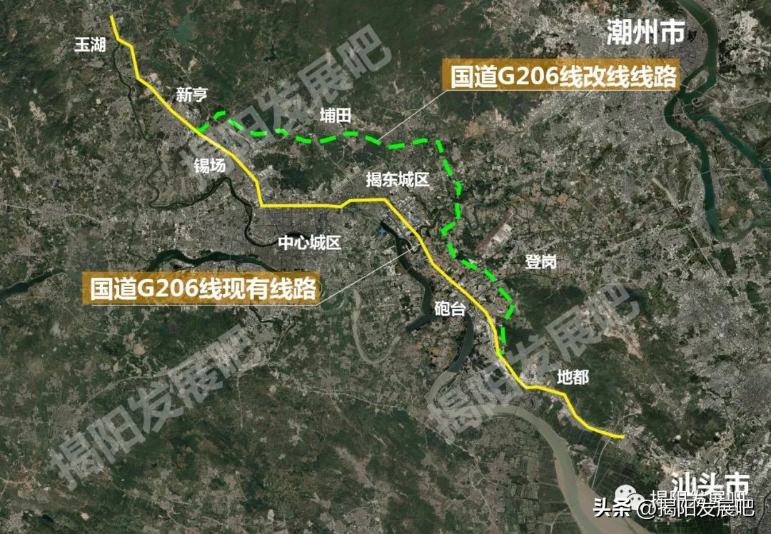 揭阳206国道改道埔田哪些村,新206国道揭阳炮台规划图