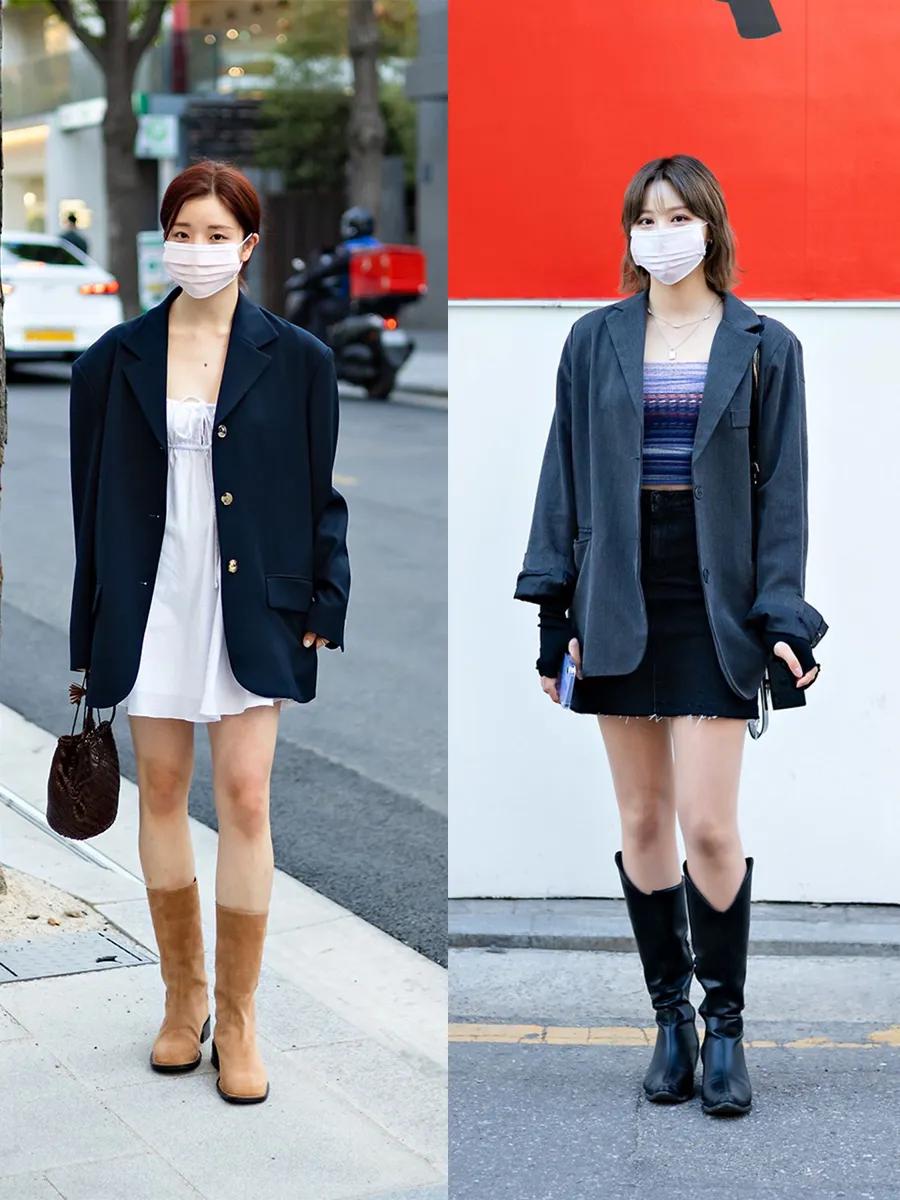 西装外套秋冬时尚街拍,冬季西装外套韩系穿搭推荐