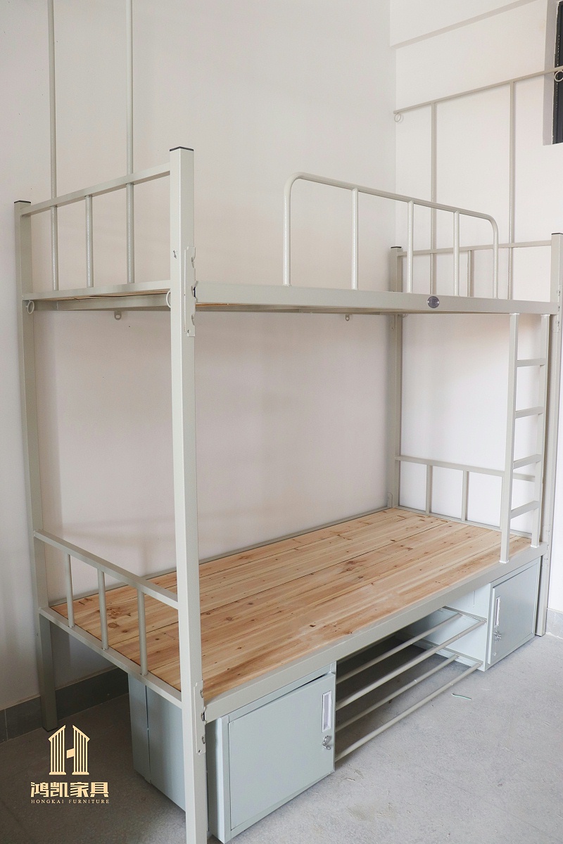 鸿凯家具|实拍广西南宁技师学院新宿舍双层铁架床