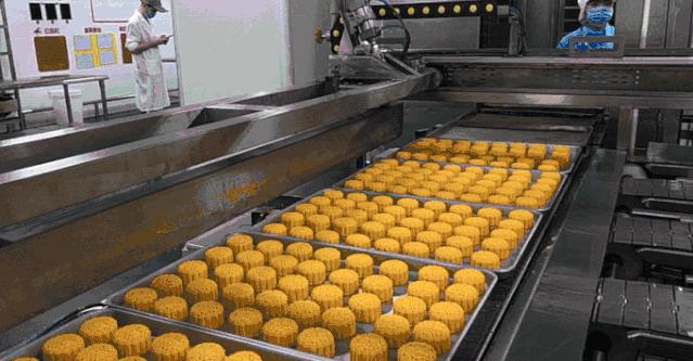 全自动月饼工厂流水线生产,一体化月饼生产线操作