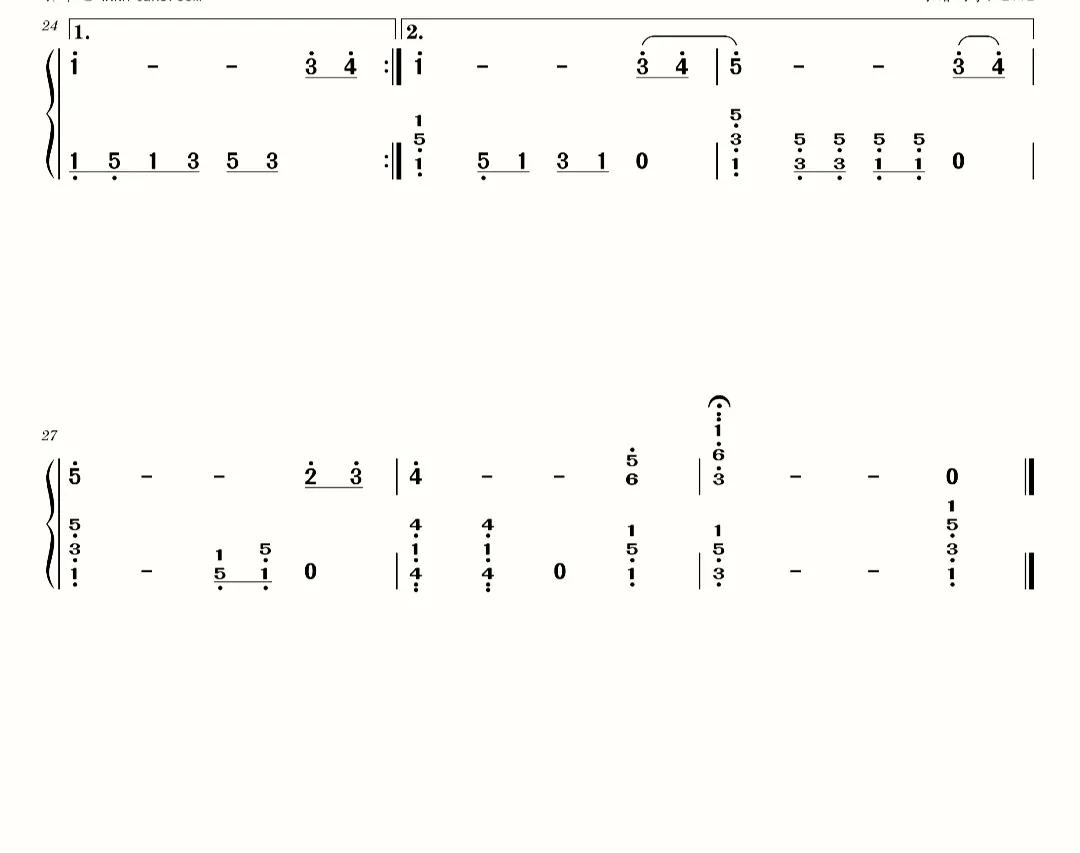 《长江之歌》长笛简谱,长江之歌钢琴五线谱简单版
