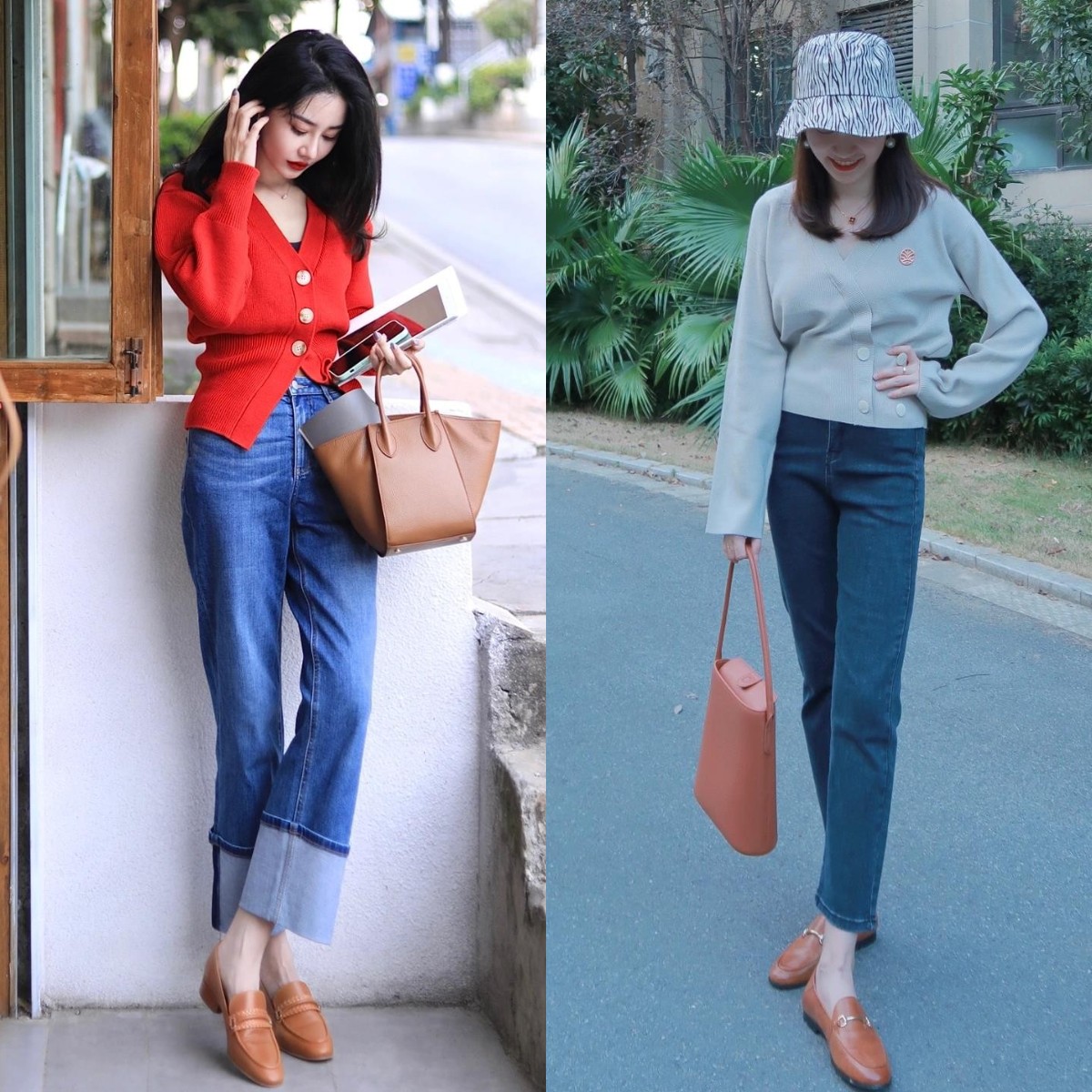 可以搭牛仔裤的乐福鞋,英伦风乐福鞋搭配阔腿牛仔裤