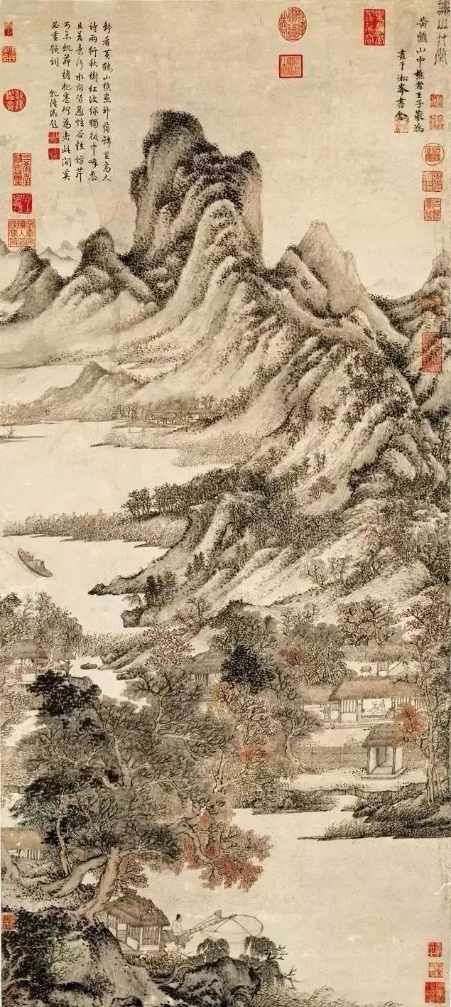 秋天黄叶山水的国画,9幅国画里的秋天竟这么美