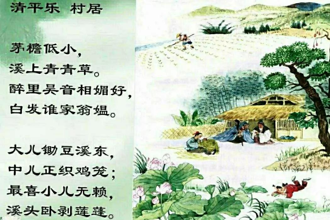 清平乐村居宋辛弃疾古诗字词讲解,清平乐春归何处古诗简单背诵教学