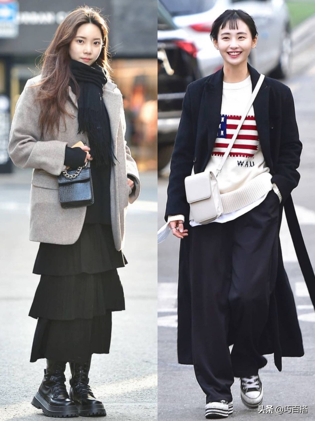 韩国女生街头风穿搭,韩系潮流穿搭女学生