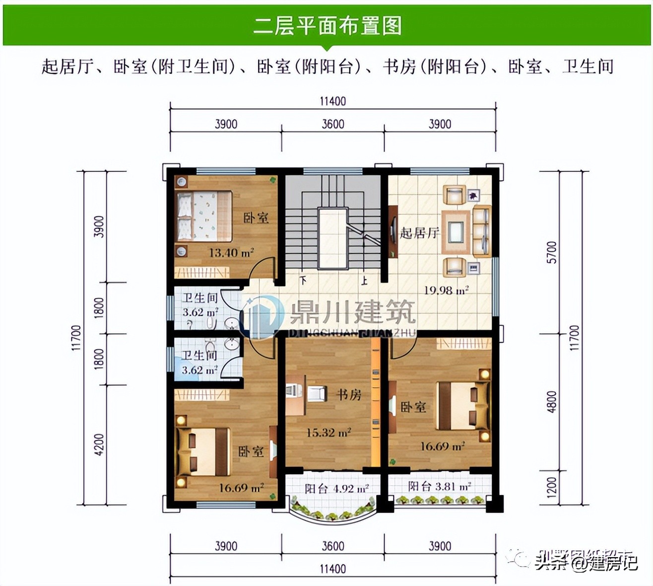 农村二层平屋顶现代风别墅100平方,农村新中式风格二层别墅大全