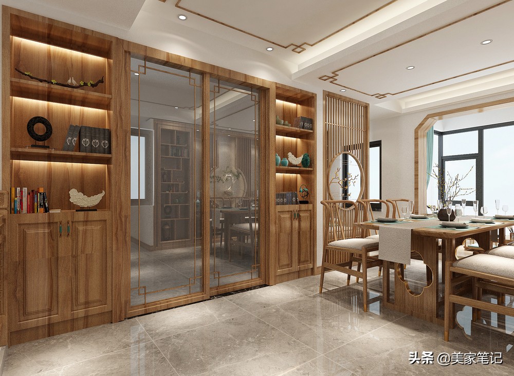 别墅新中式原木色禅意茶室背景,新中式原木色禅意风格装修效果图