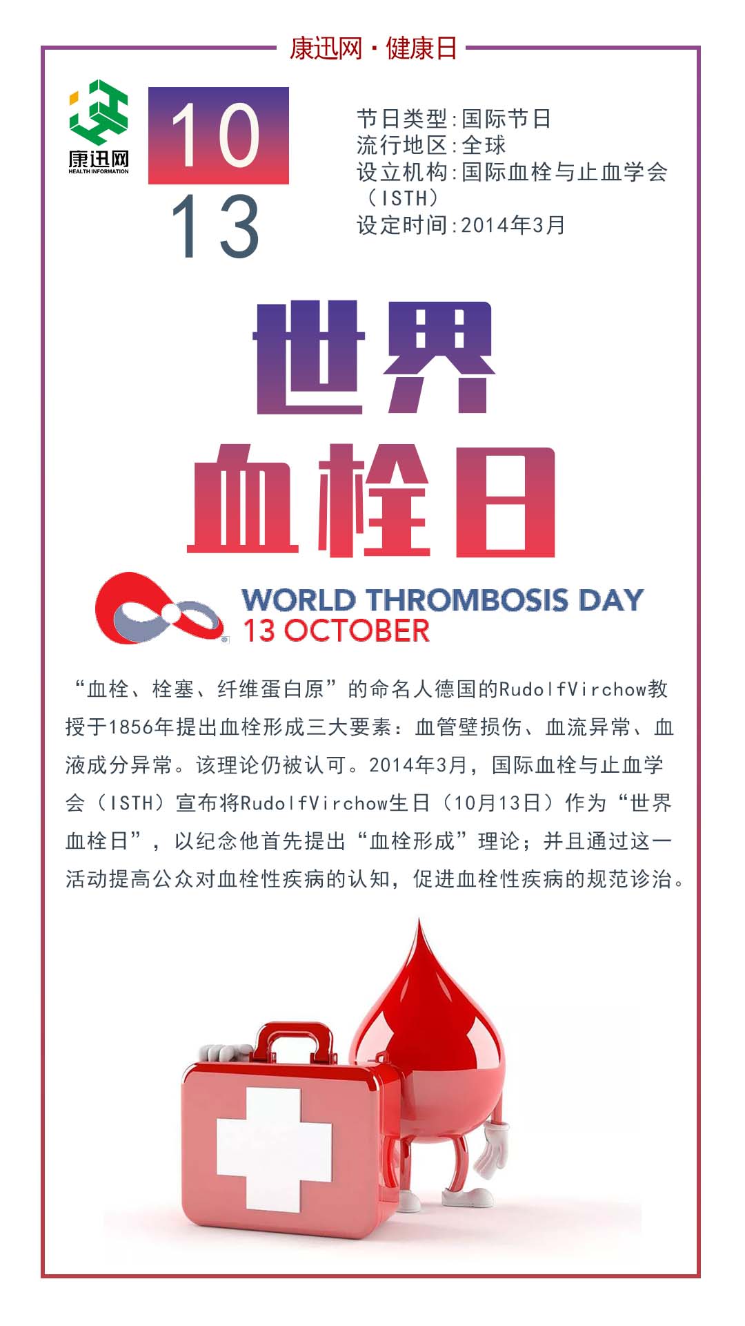 世界血栓预防日,服用华法林陈旧性血栓能治疗好吗